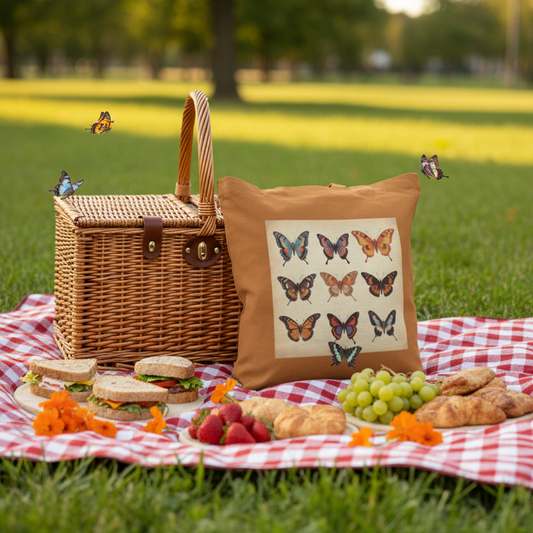 Vintage Butterfly Grid Tote 🦋