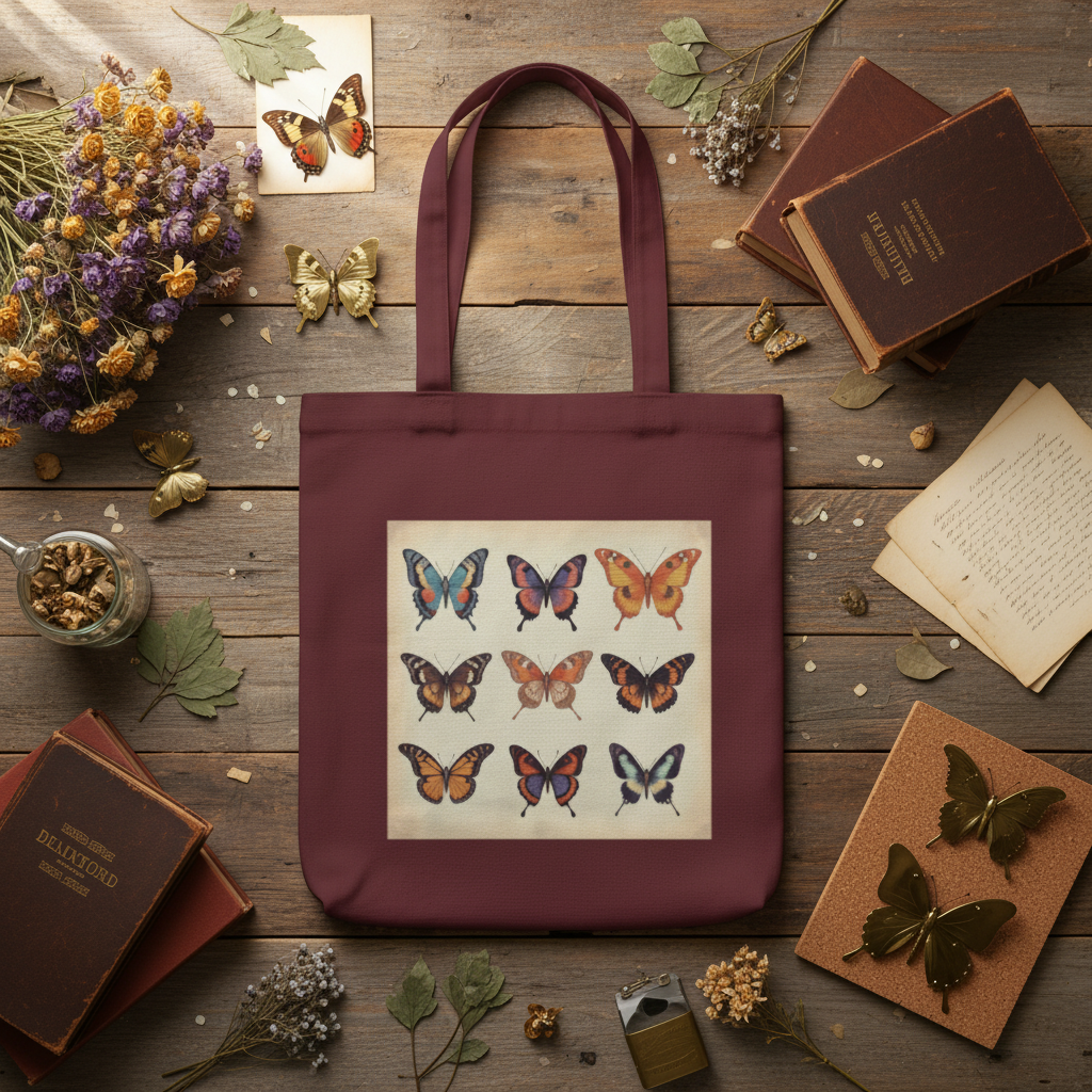Vintage Butterfly Grid Tote 🦋