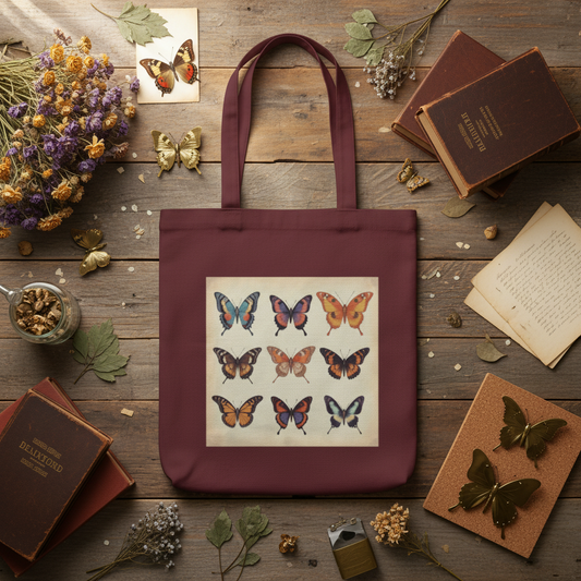 Vintage Butterfly Grid Tote 🦋