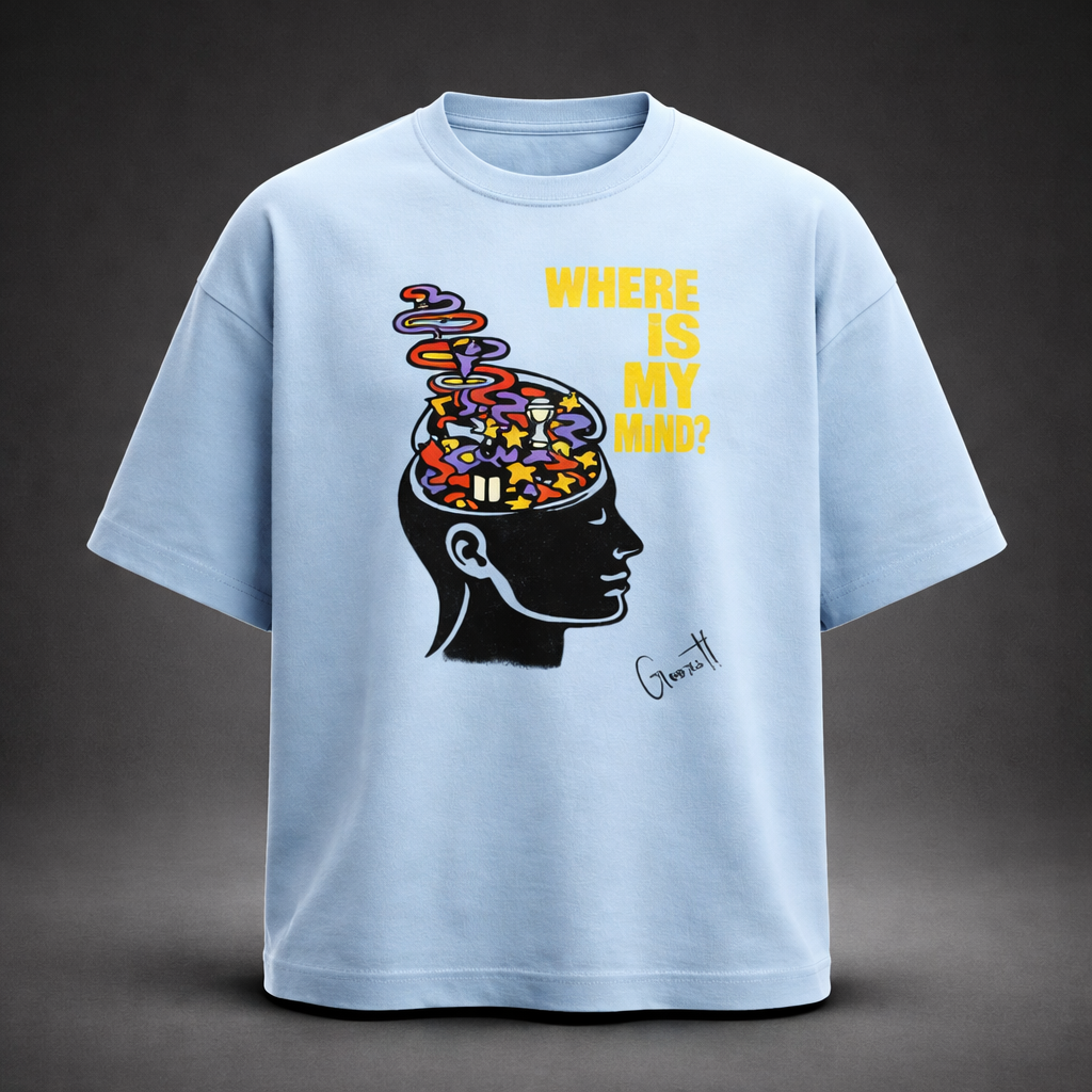 “Where Is My Mind?” Pop-Art Terry Oversized Tee (260 GSM)