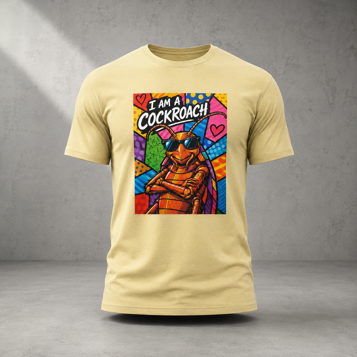 I Am A Cockroach Oversized Beige Tee Front