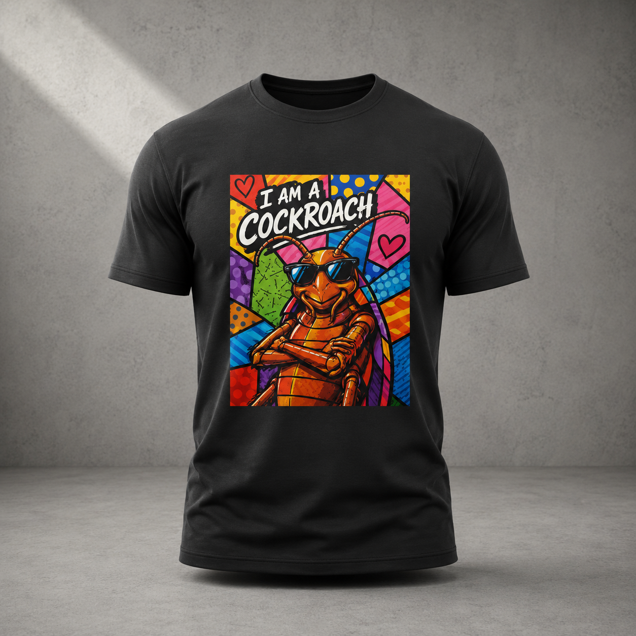 I Am A Cockroach Oversized Black Tee Front