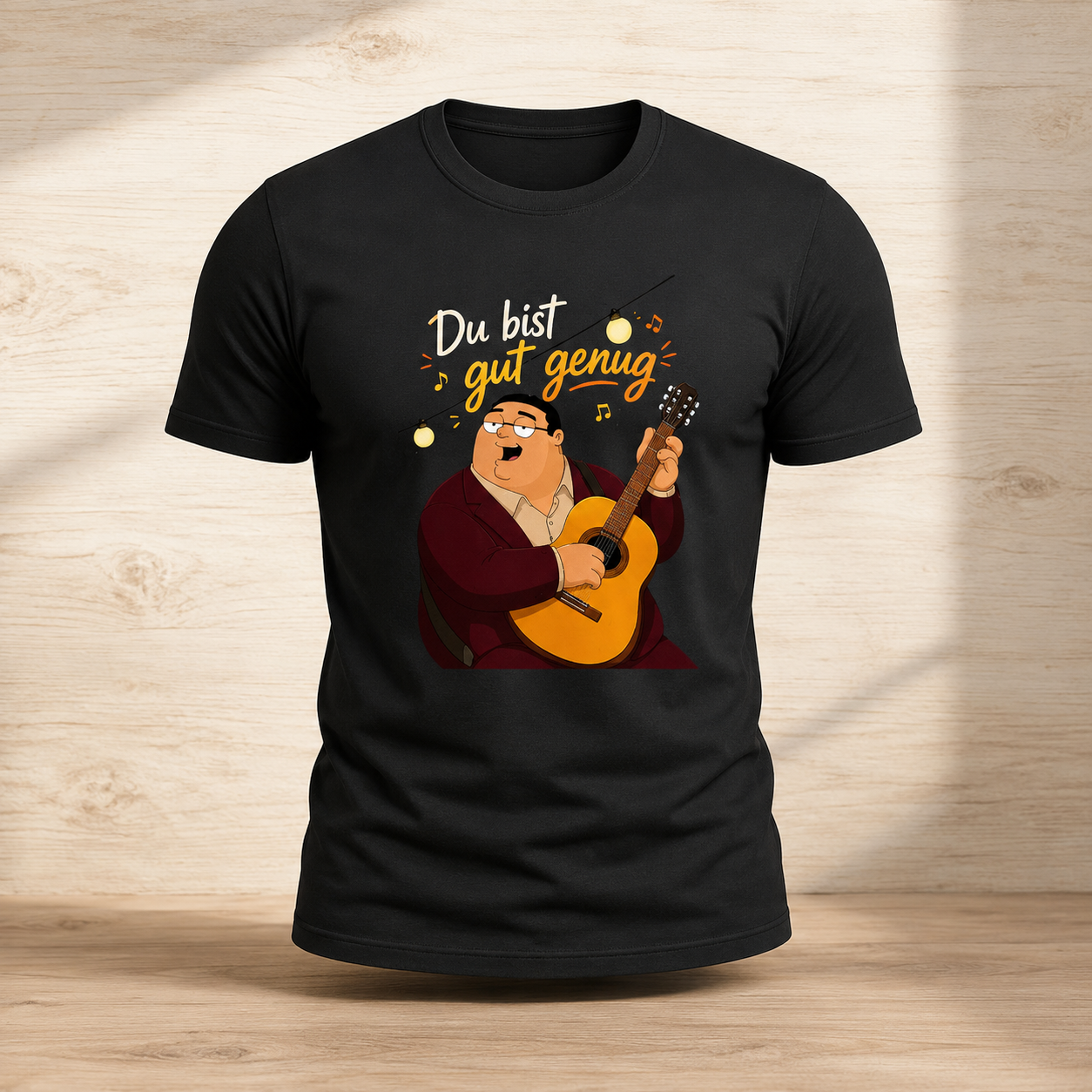 Du bist gut genug Oversized Terry Black Tee Front