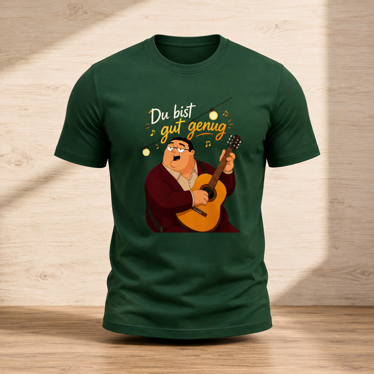 Du bist gut genug Oversized Terry Bottle Green Tee Front