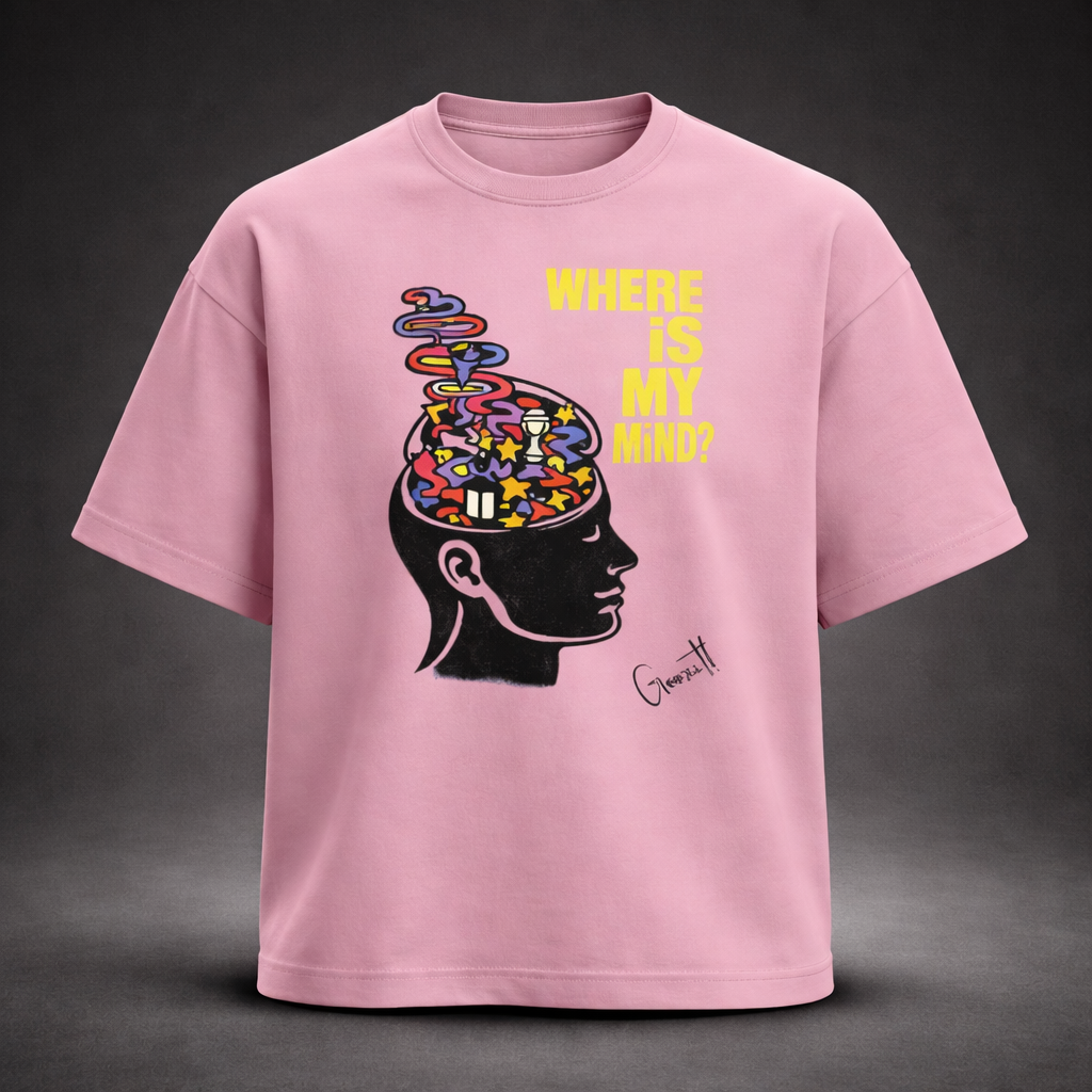 “Where Is My Mind?” Pop-Art Terry Oversized Tee (260 GSM)