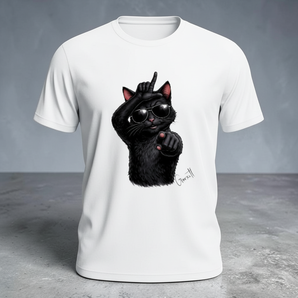 Savage Cat ‘L’ Attitude – Premium Supima Cotton Graphic Tee