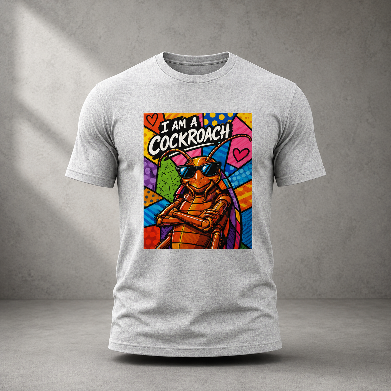 I Am A Cockroach Oversized Grey Melange Tee Front
