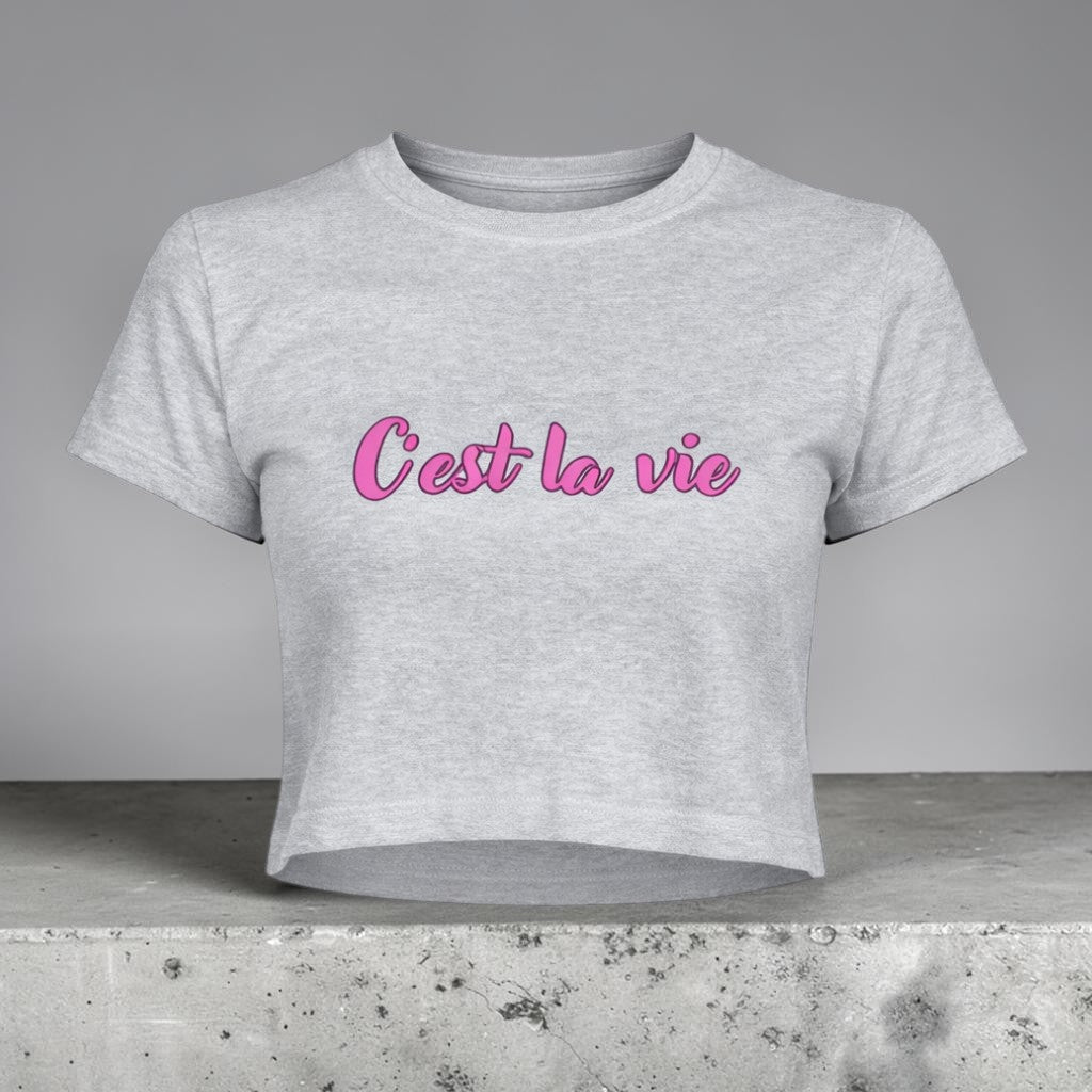 “C’est La Vie” Neon Script Crop Top – Effortless Cool