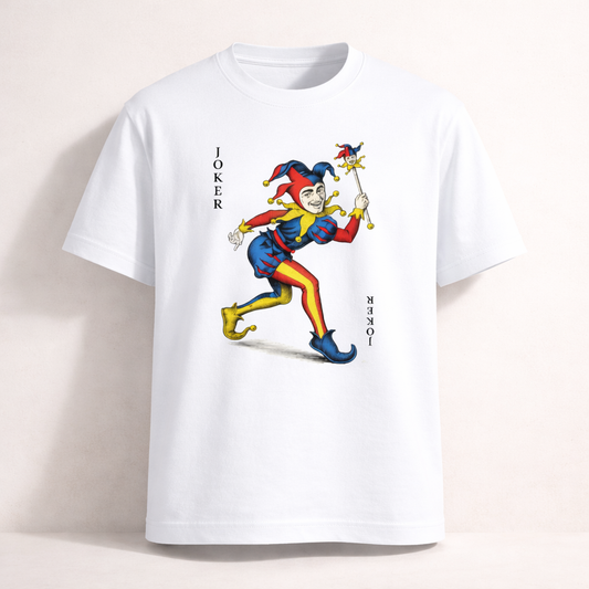 Retro Joker Playing Card Graphic Tee – Vintage Harlequin Unisex T-Shirt