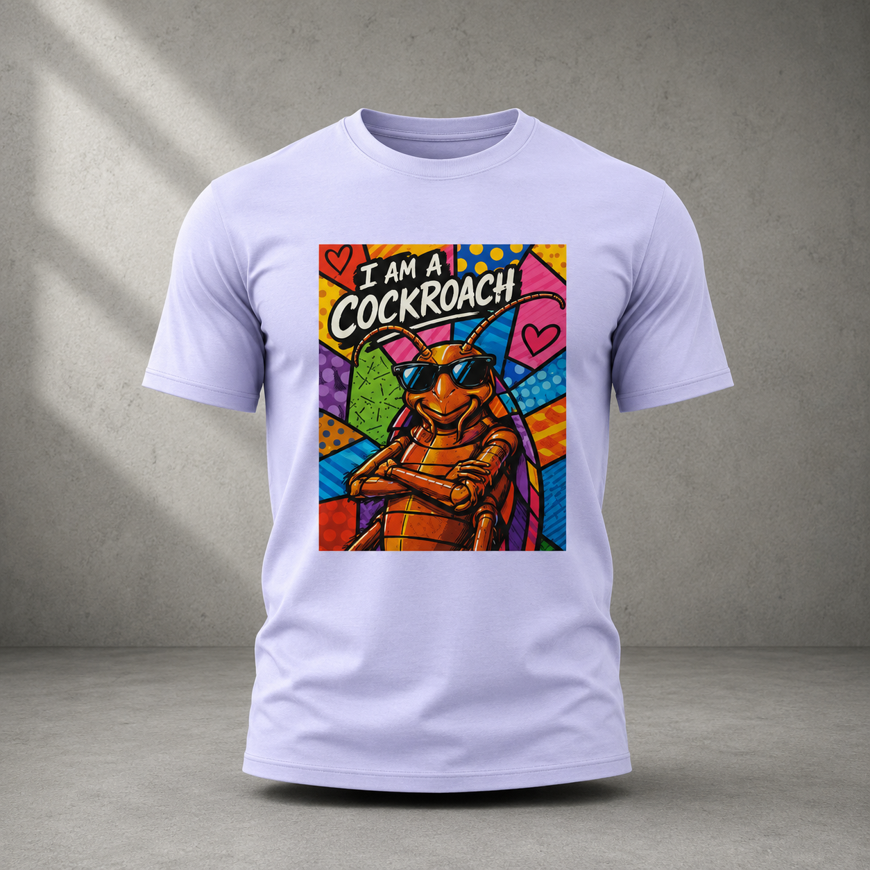 I Am A Cockroach Oversized Lavender Tee Front