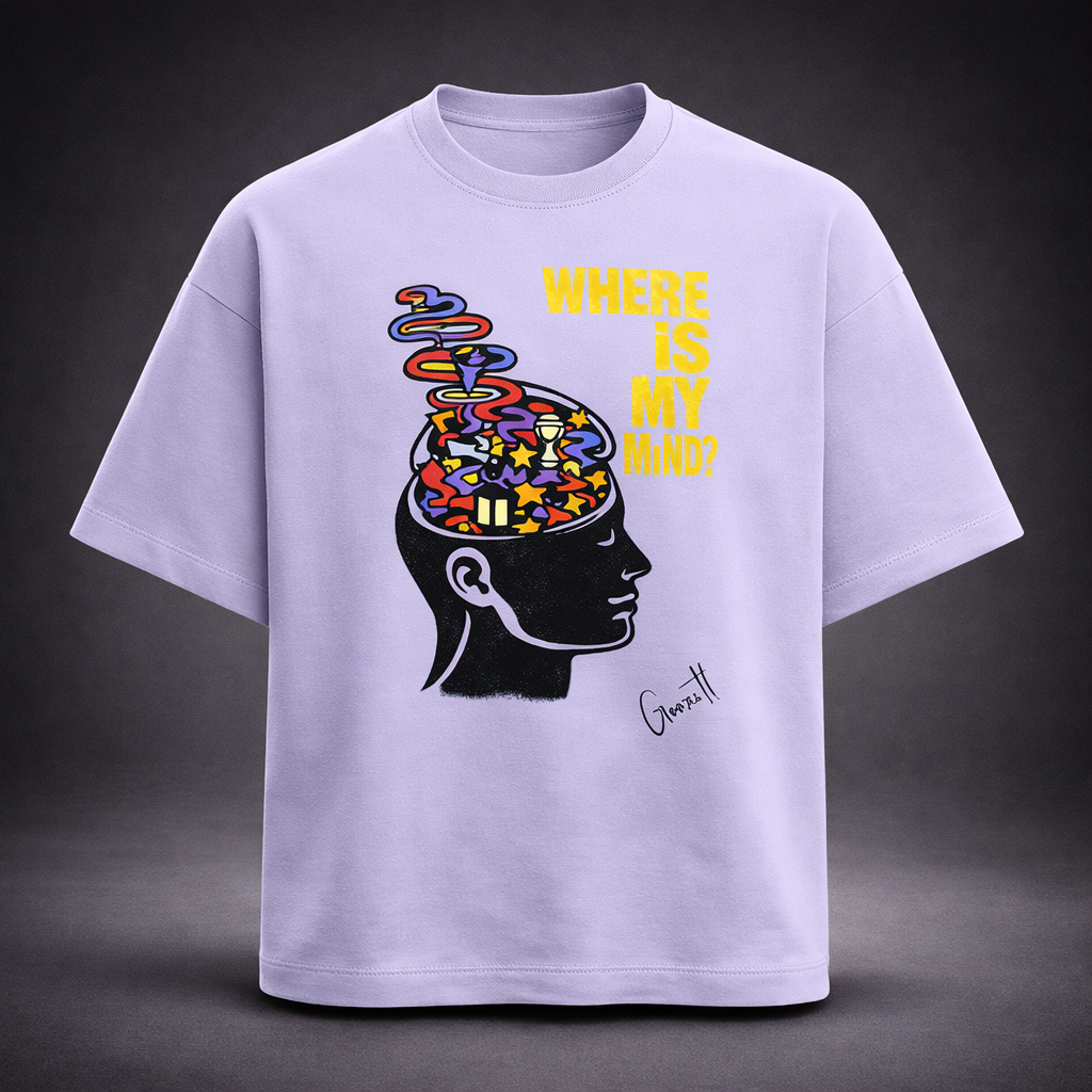 “Where Is My Mind?” Pop-Art Terry Oversized Tee (260 GSM)