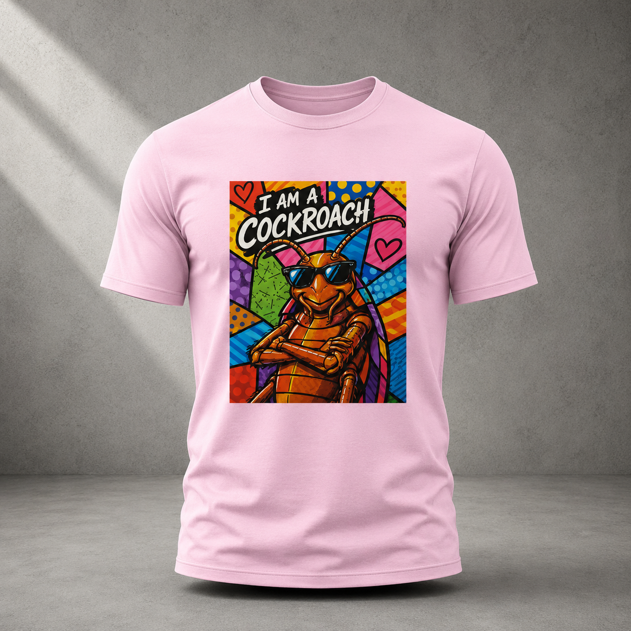 I Am A Cockroach Oversized Light Baby Pink Tee Front