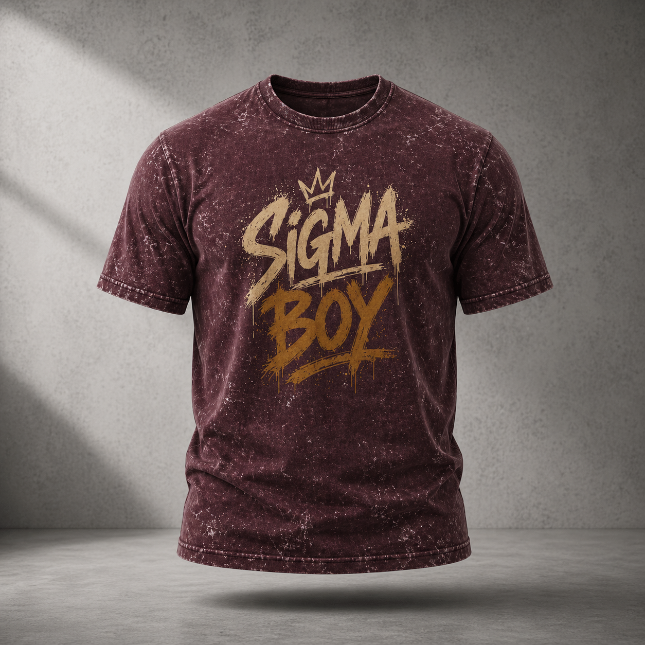 Sigma Boy Acid Wash Oversized Tee – Streetwear Statement (240 GSM Heavyweight Cotton)