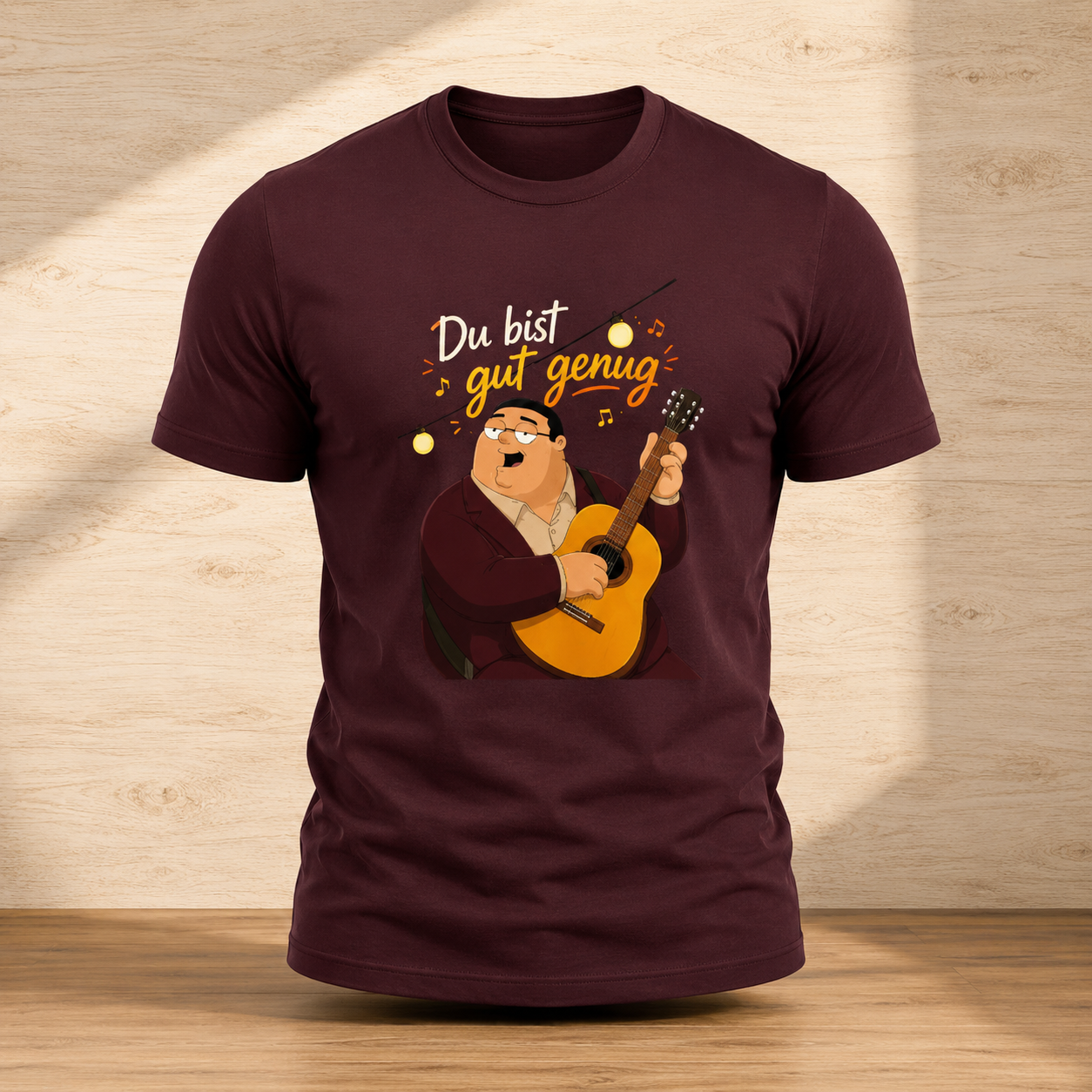 Du bist gut genug Oversized Terry Maroon Tee Front