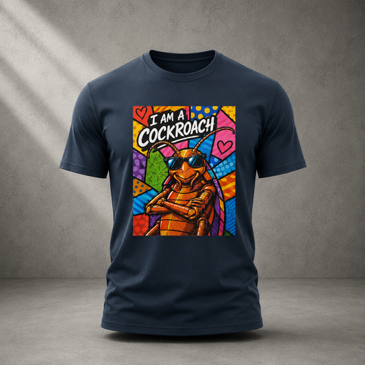 I Am A Cockroach Oversized Navy Blue Tee Front