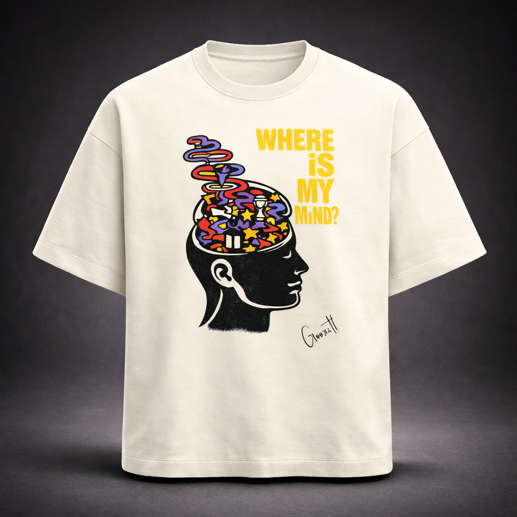 “Where Is My Mind?” Pop-Art Terry Oversized Tee (260 GSM)