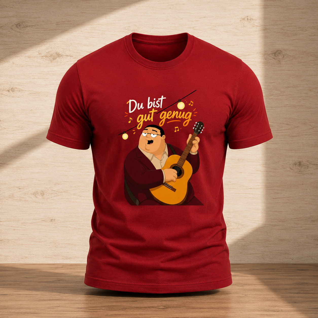 Du bist gut genug Oversized Terry Red Tee Front